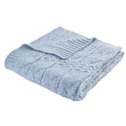 Cable Knit Throw Blue