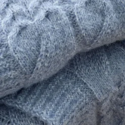 Cable Knit Throw Blue