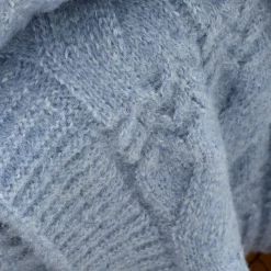 Cable Knit Throw Blue