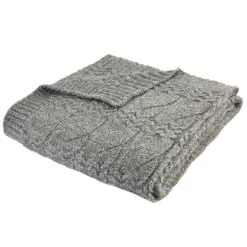 Discount BIANCA Cable Knit Throw Grey