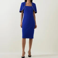 Cape-Sleeve Pencil Dress