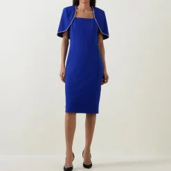 New JOSEPH RIBKOFF Cape-Sleeve Pencil Dress