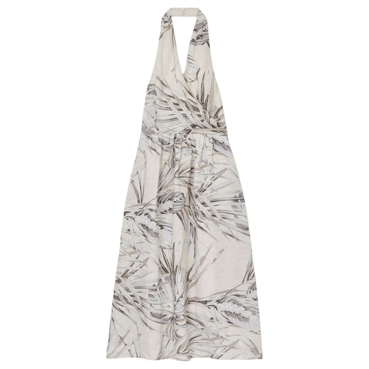 Online REISS Carla Palm-Print Linen Dress