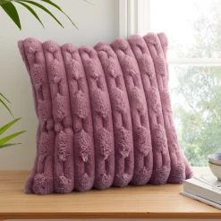 Discount BIANCA Carved Faux Fur Cushion Pink
