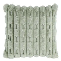 New BIANCA Carved Faux Fur Cushion Sage