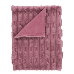 Carved Faux Fur Throw Pink