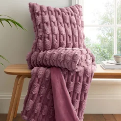 Carved Faux Fur Throw Pink