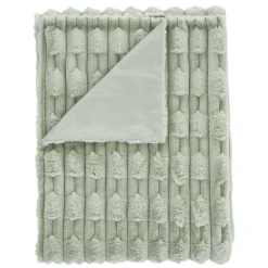 Fashion BIANCA Carved Faux Fur Throw Sage