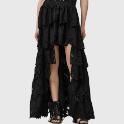Sale ALLSAINTS Cavarly Tiered Broderie High-Low Skirt