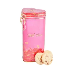 C&B With Love Heart Shaped Tin - Strawberry and White Chocolate Biscuits