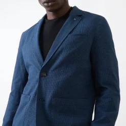 Online SCOTCH & SODA Check Seersucker Single-Breasted Blazer