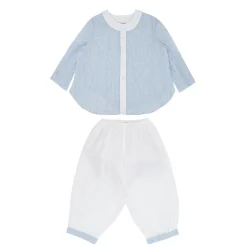 Online LAURA D Christening Granddad Collar Shirt And Bottoms Set