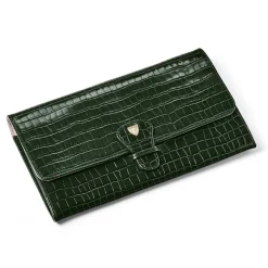 Classic Croc-Embossed Leather Travel Wallet