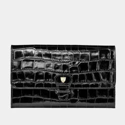 Classic Croc-Embossed Leather Travel Wallet