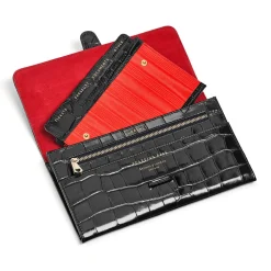 Classic Croc-Embossed Leather Travel Wallet