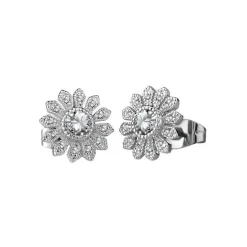 Clear Stone Flower Stud Earrings