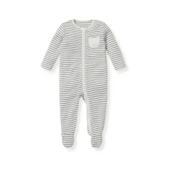 Clever Zip Striped Logo Sleepsuit