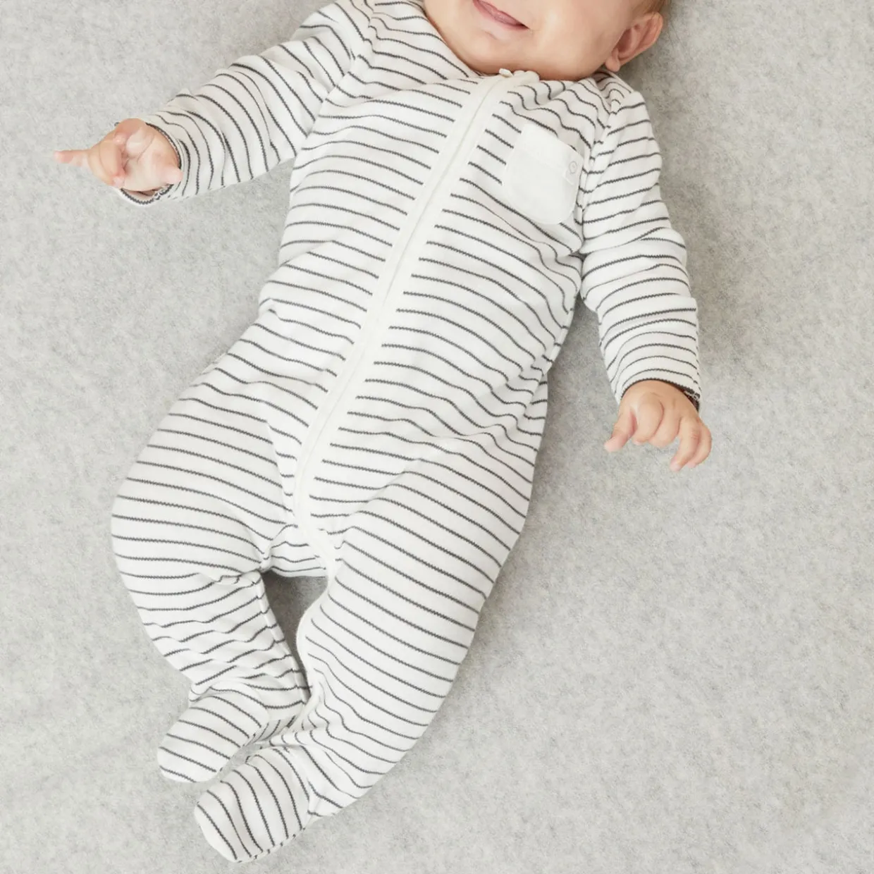 Clever Zip Striped Logo Sleepsuit