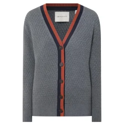 Contrast Trim Textured Cardigan