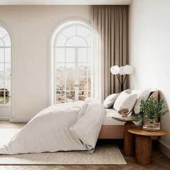 New BEDECK BELFAST Cotton Sateen Duvet Cover Chalk