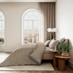 Hot BEDECK BELFAST Cotton Sateen Flat Sheet Truffle