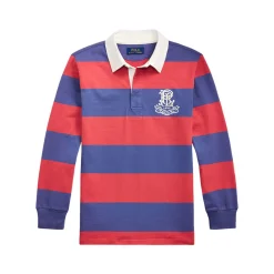 Crest Logo Striped Rugby Shirt 6-12 Years