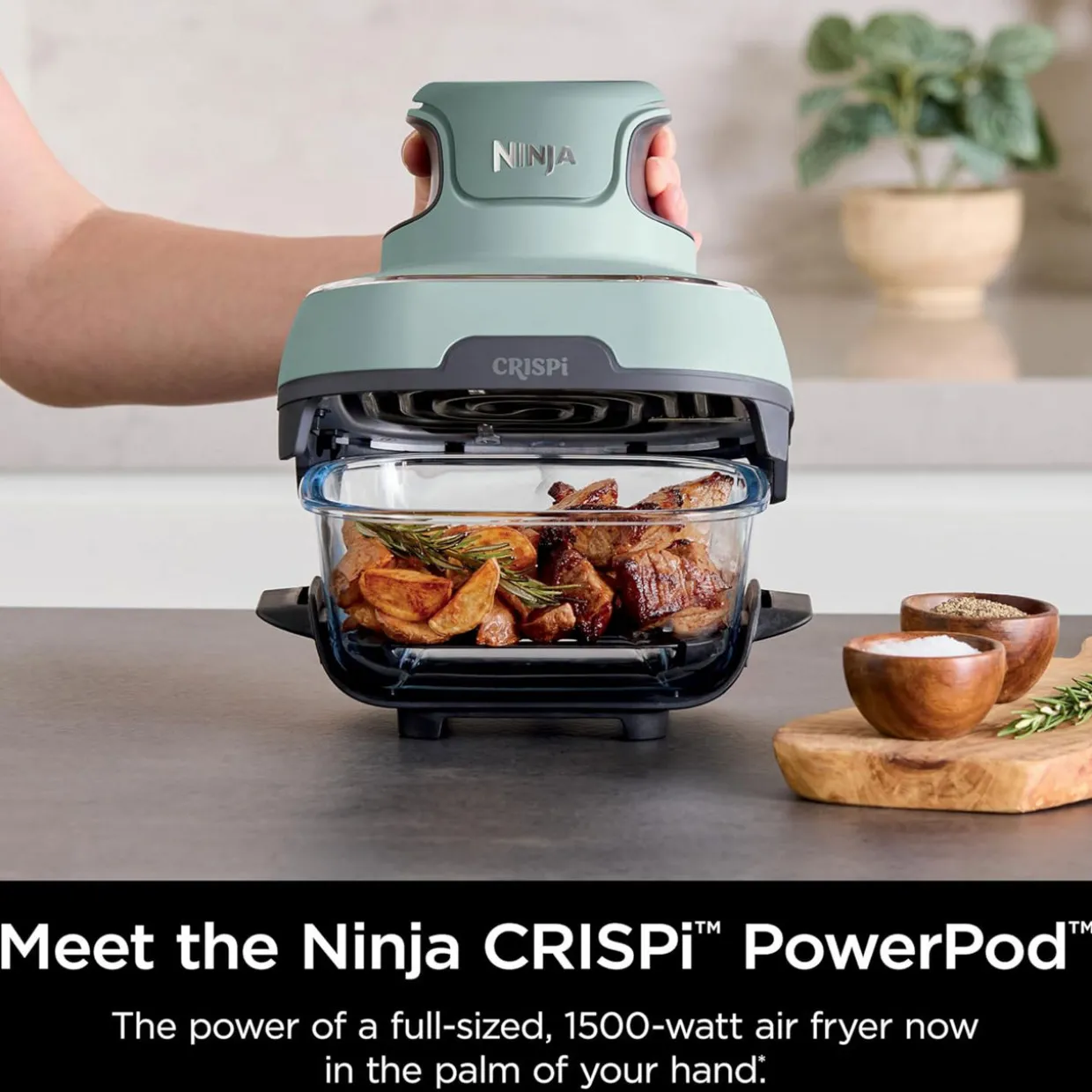 CRISPi 4-in-1 Portable Glass Air Fryer Sage