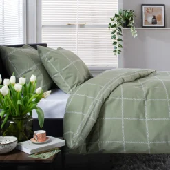 Crossley Heath Duvet Set Green/White