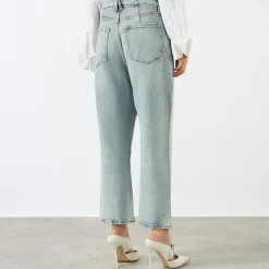 Sale GOOD AMERICAN Crystal Stars 90s Cropped Straight Leg Jeans