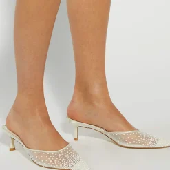 New DUNE LONDON Cuddling Embellished Bridal Mules