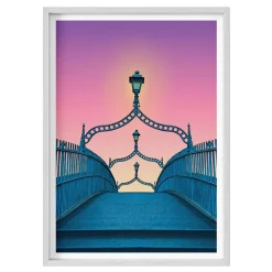 Clearance JANDO Dawn Dusk Ha'Penny Bridge Framed Print