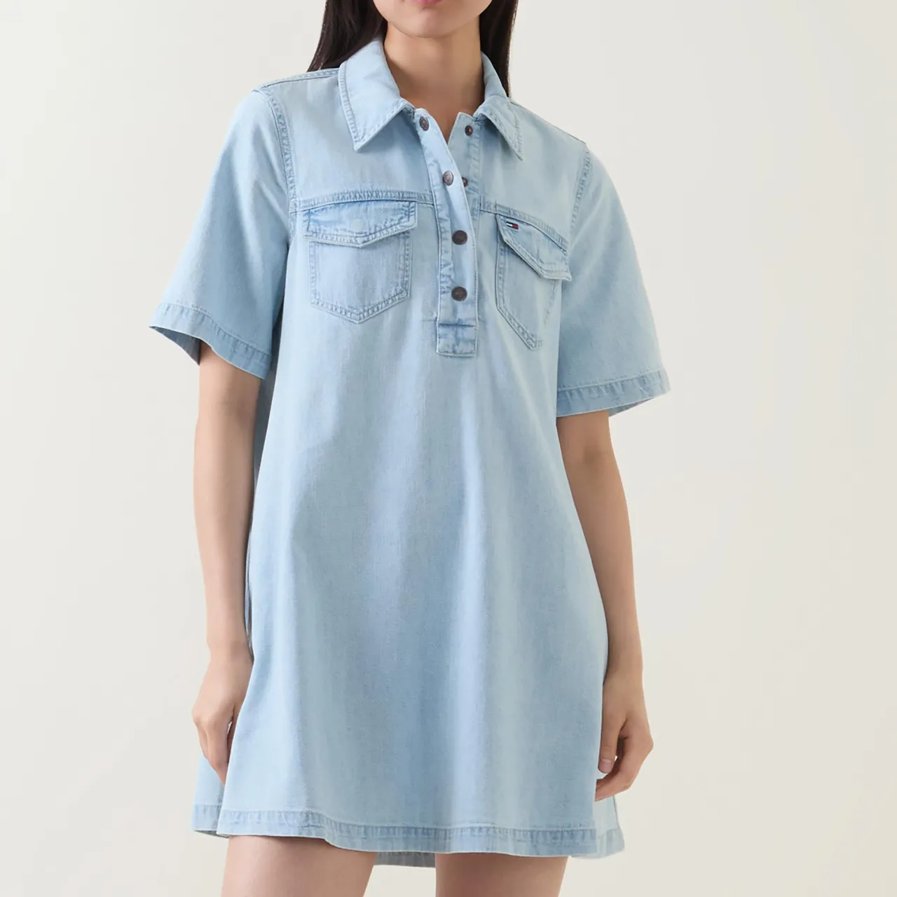 Hot TOMMY JEANS Denim Mini Shirt Dress