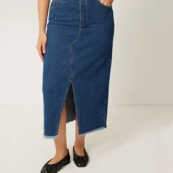 Denim Slit Skirt