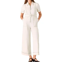 Denim Wide-Leg Belted Jumpsuit