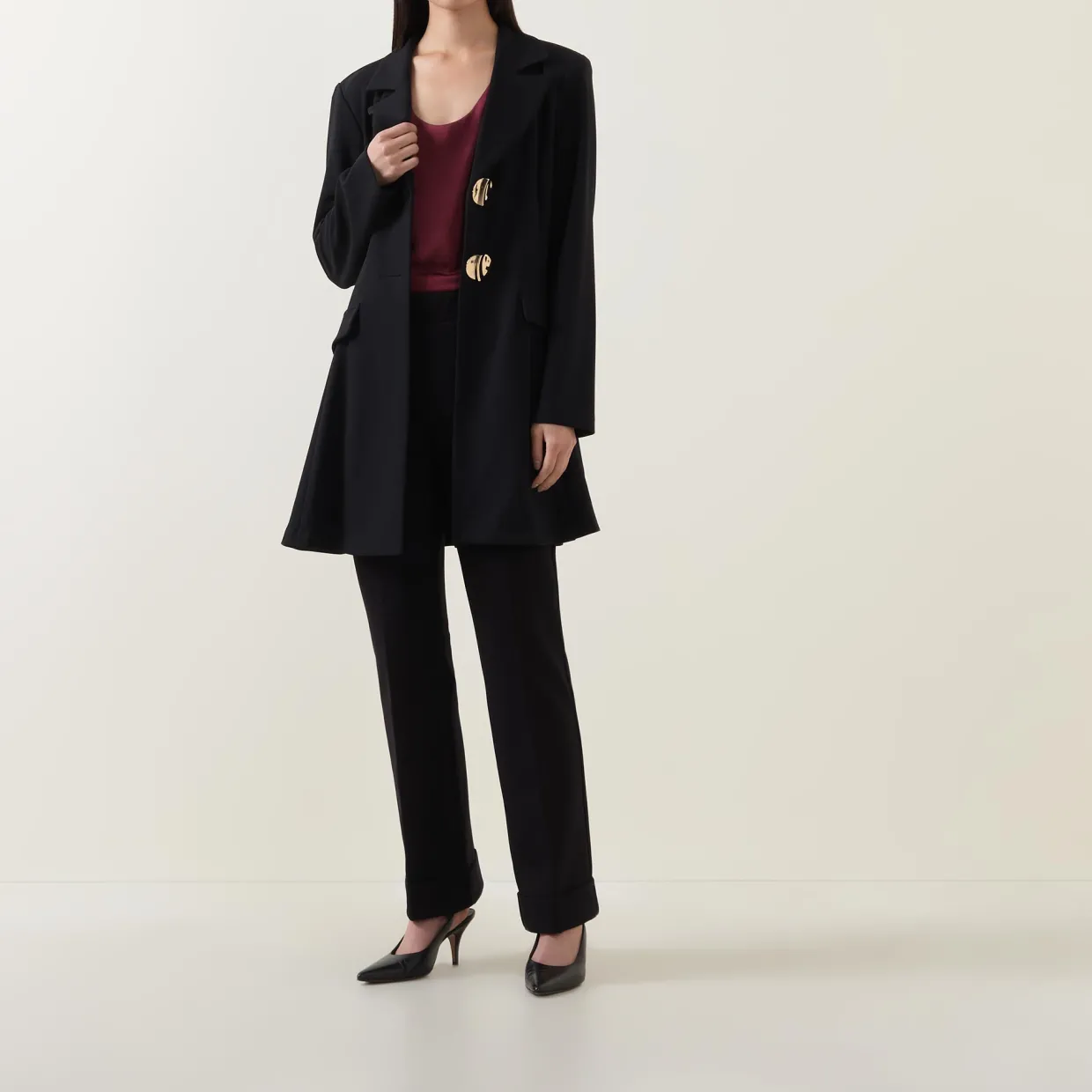 Double Button Single-Breasted Coat