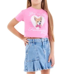 Fashion GUESS Drop Heart Logo Cropped T-Shirt