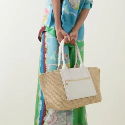 New GANNI Easy Shopper Raffia Tote Bag