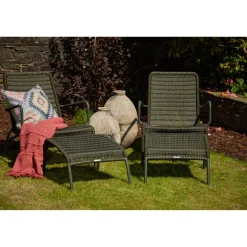 Ellendale Garden Lounge Chair & Footstool Forest Green