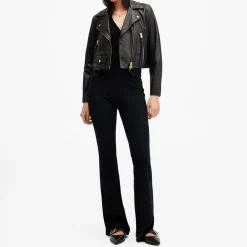 Elora Cropped Leather Biker Jacket