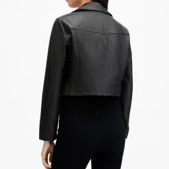 Elora Cropped Leather Biker Jacket
