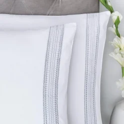 Sale APPLETREE Embroidered Bands Duvet Set White