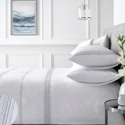 Sale APPLETREE Embroidered Bands Duvet Set White