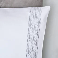 Sale APPLETREE Embroidered Bands Duvet Set White