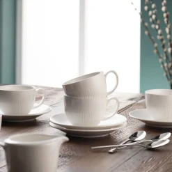 New BELLEEK Erne Teacup & Saucers Set of Four