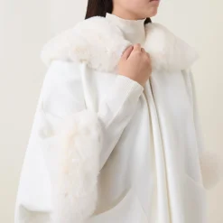 Fashion JOSEPH RIBKOFF Faux Fur Trim Cape