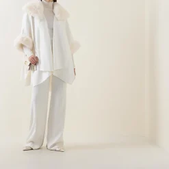 Fashion JOSEPH RIBKOFF Faux Fur Trim Cape