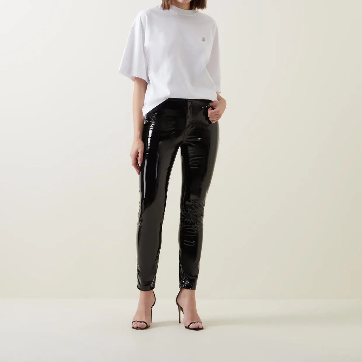 Faux Patent Five Pocket Leggings