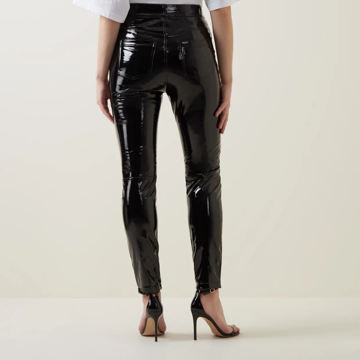 Faux Patent Five Pocket Leggings