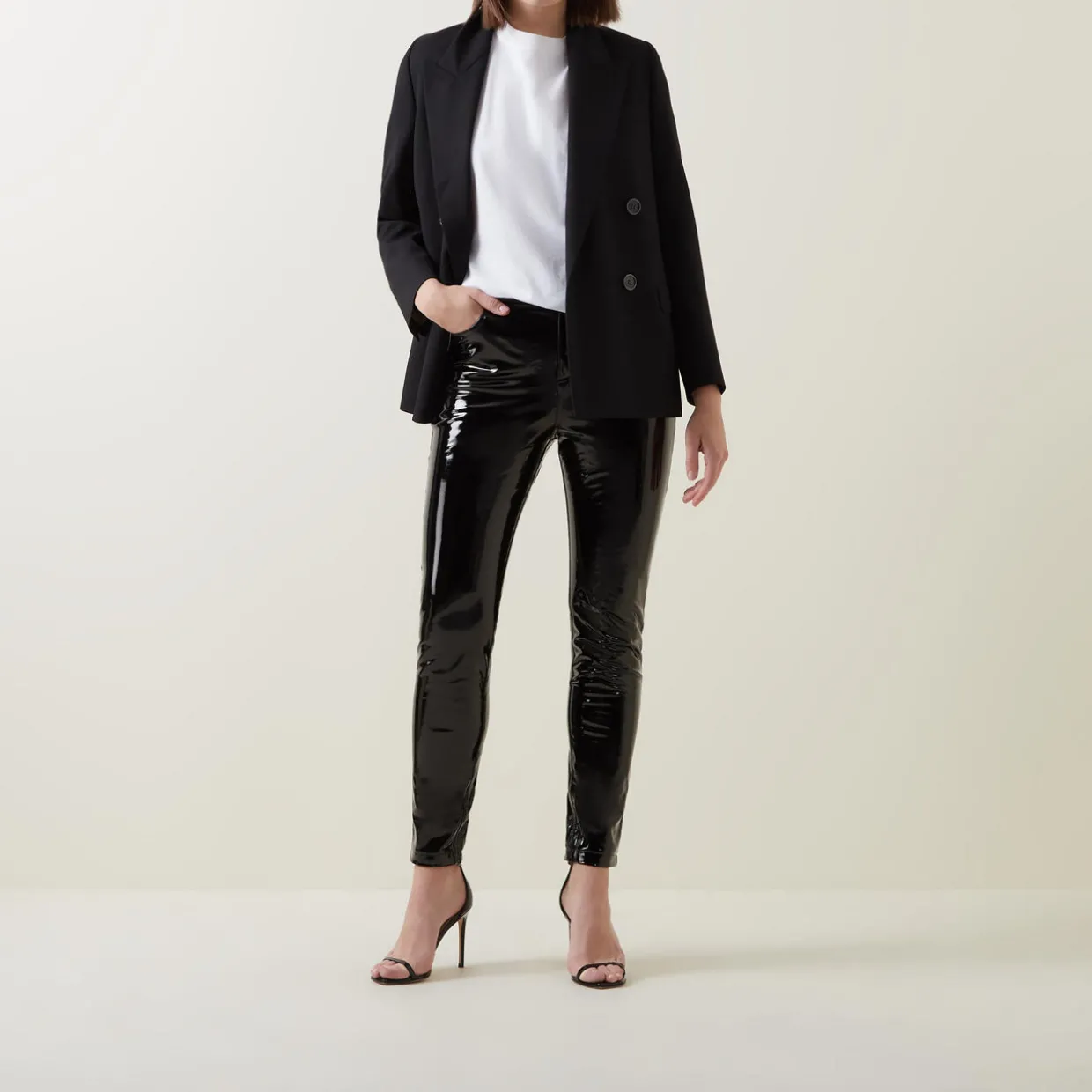 Faux Patent Five Pocket Leggings