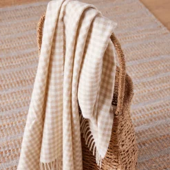 Fawn Gingham Lambswool Baby Blanket